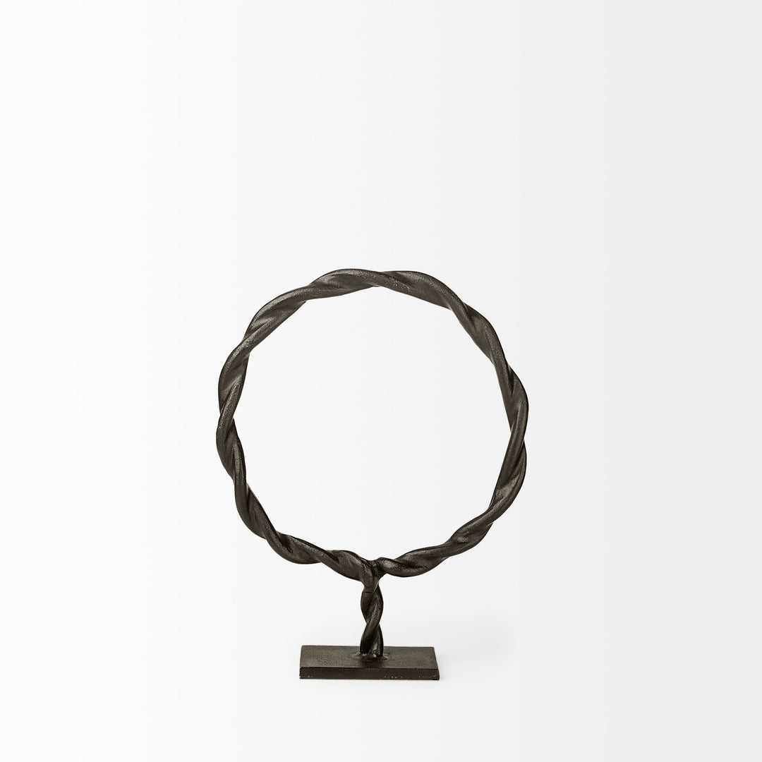 Rizwan (Small) Black Aluminum Braided Circular Object Decor Mercana