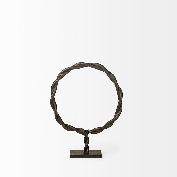 Rizwan (Small) Black Aluminum Braided Circular Object Decor Mercana