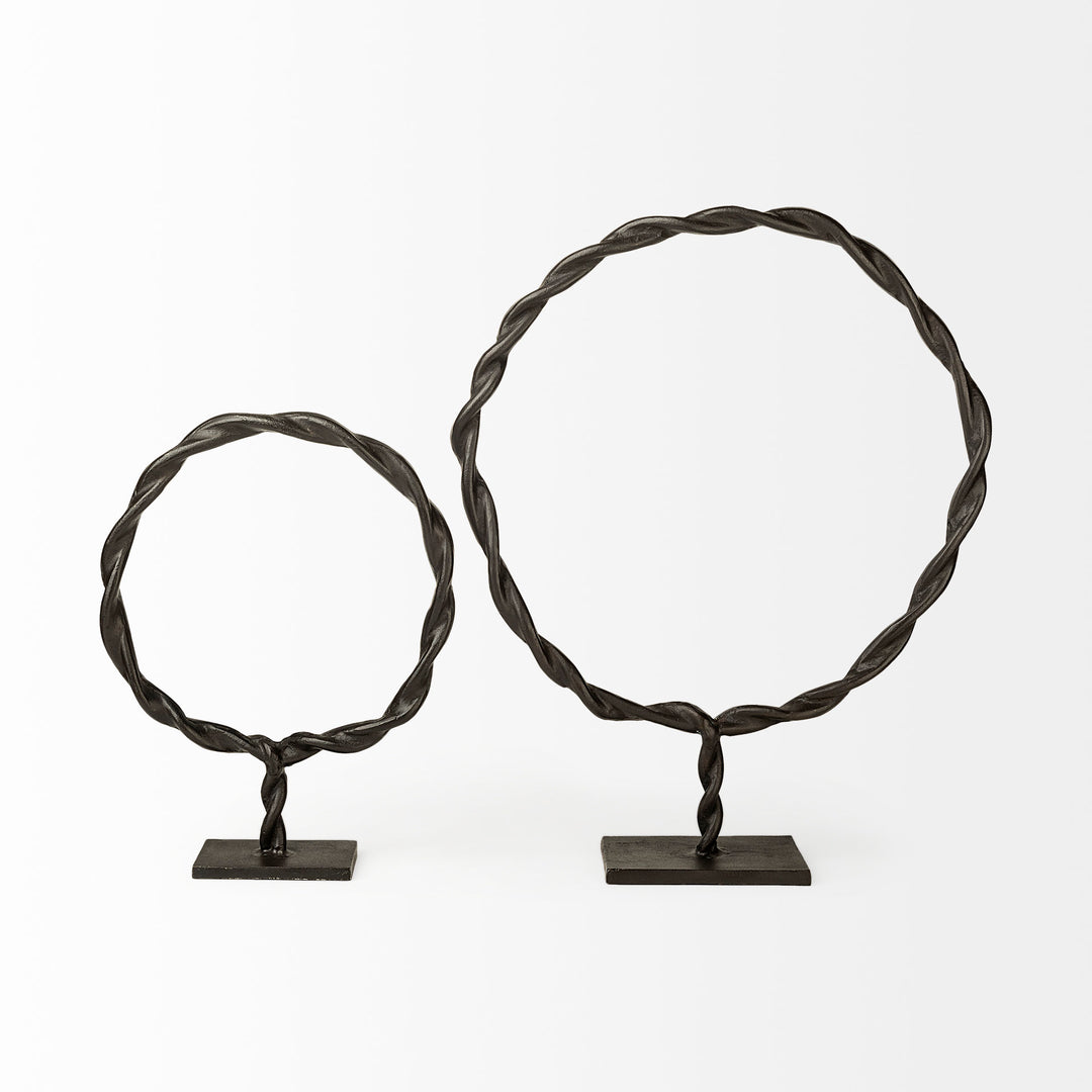 Rizwan (Large) Black Aluminum Braided Circular Object Decor Mercana
