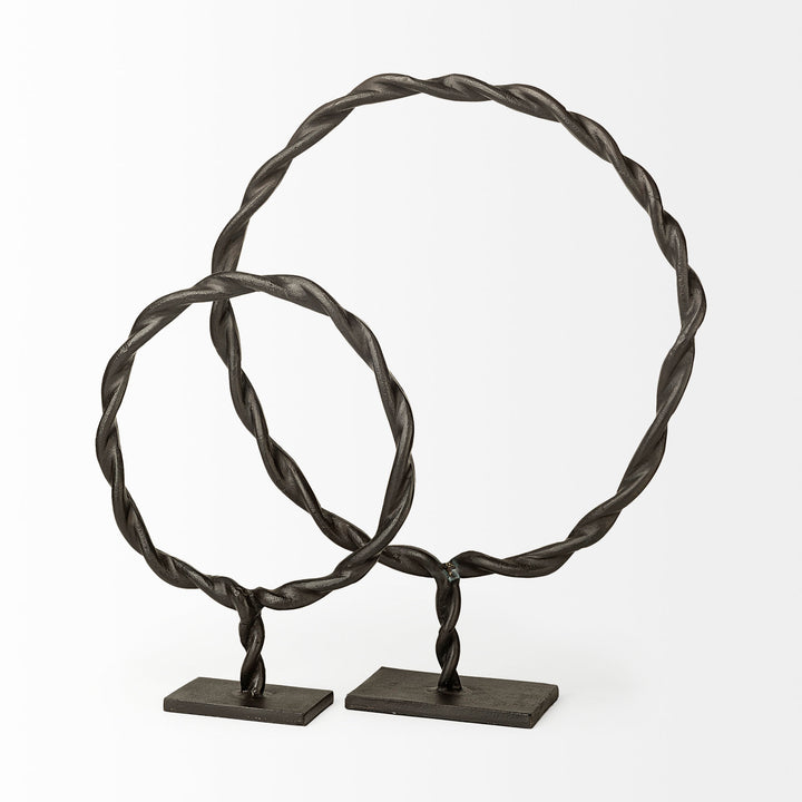 Rizwan (Large) Black Aluminum Braided Circular Object Decor Mercana