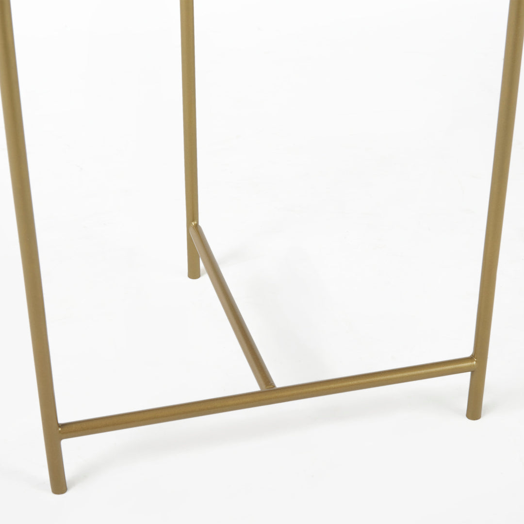 Stella 17L x 17W White Round Marble Top W/Gold Base Accent Table Dining Room Mercana