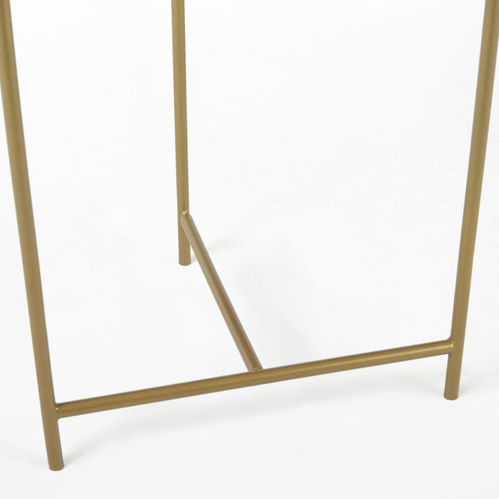 Stella 17L x 17W White Round Marble Top W/Gold Base Accent Table Dining Room Mercana
