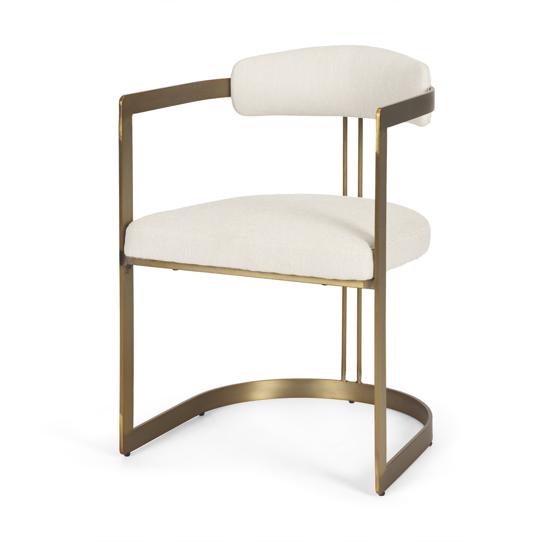 Hollyfield II Cream Fabric Seat W/ Gold Iron Frame Dining Chair Living Room Mercana