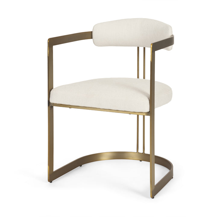 Hollyfield II Cream Fabric Seat W/ Gold Iron Frame Dining Chair Living Room Mercana