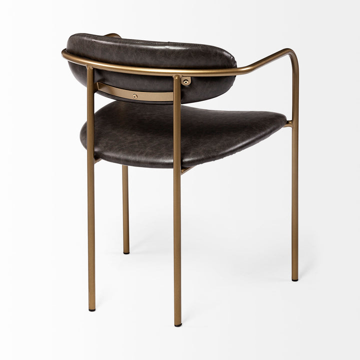 Parker Brown Faux Leather Seat Gold Metal Dining Chair Living Room Mercana