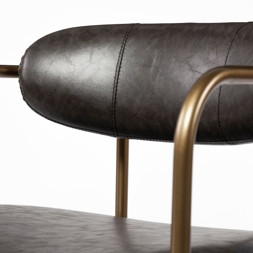 Parker Brown Faux Leather Seat Gold Metal Dining Chair Living Room Mercana