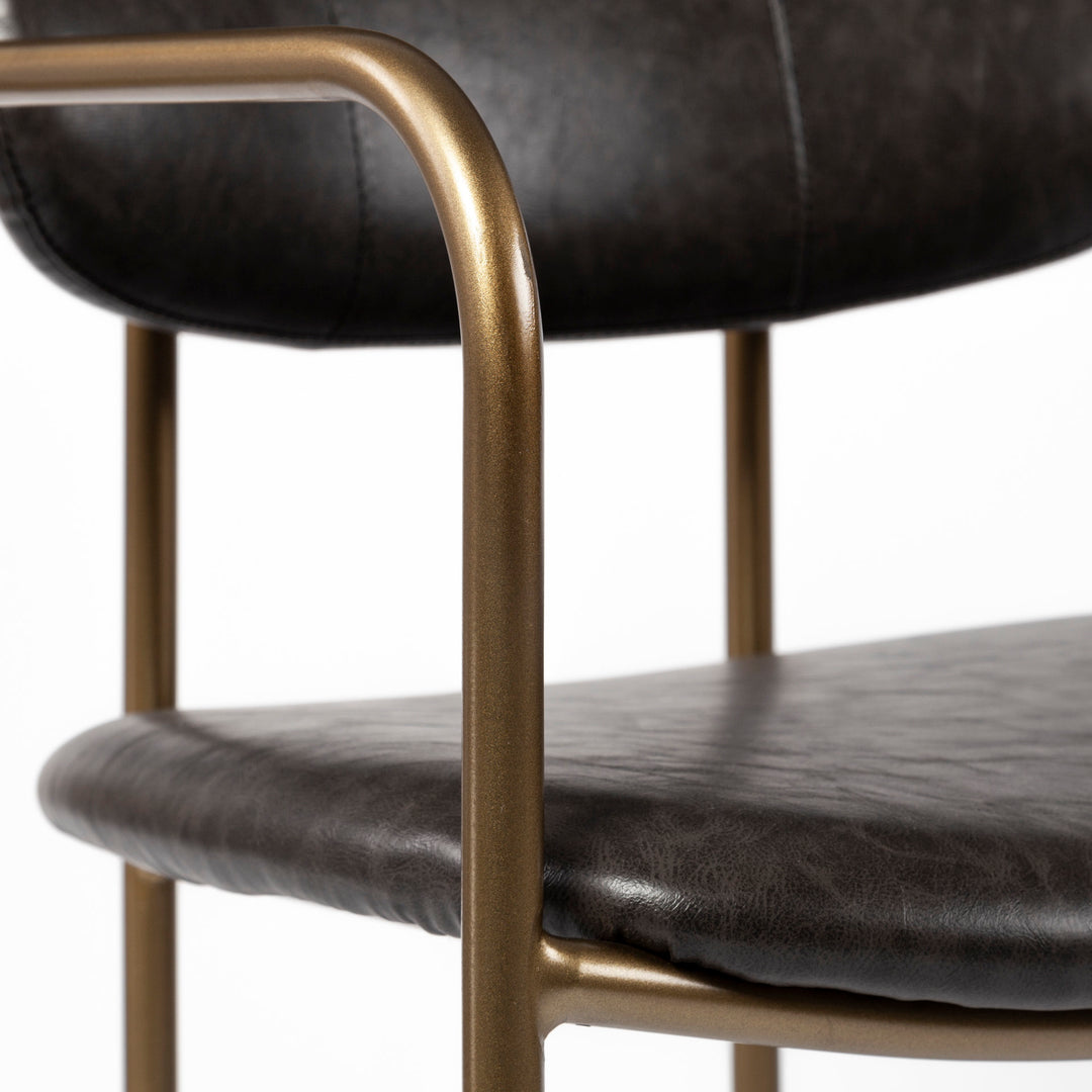 Parker Brown Faux Leather Seat Gold Metal Dining Chair Living Room Mercana