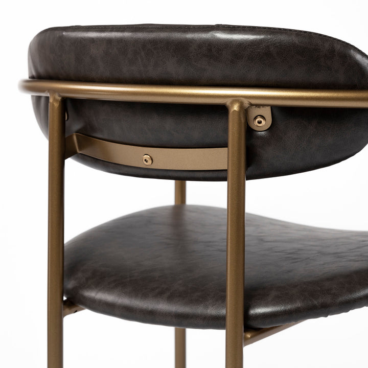 Parker Brown Faux Leather Seat Gold Metal Dining Chair Living Room Mercana