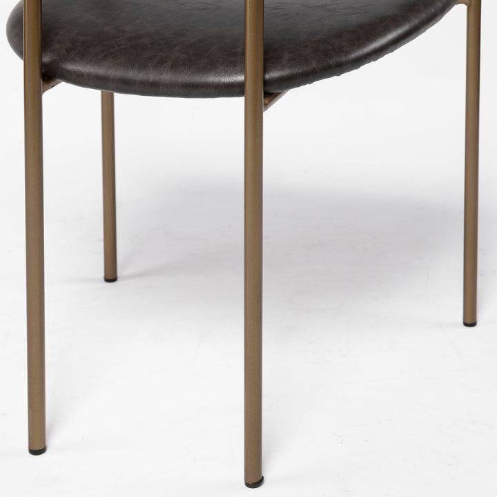 Parker Brown Faux Leather Seat Gold Metal Dining Chair Living Room Mercana