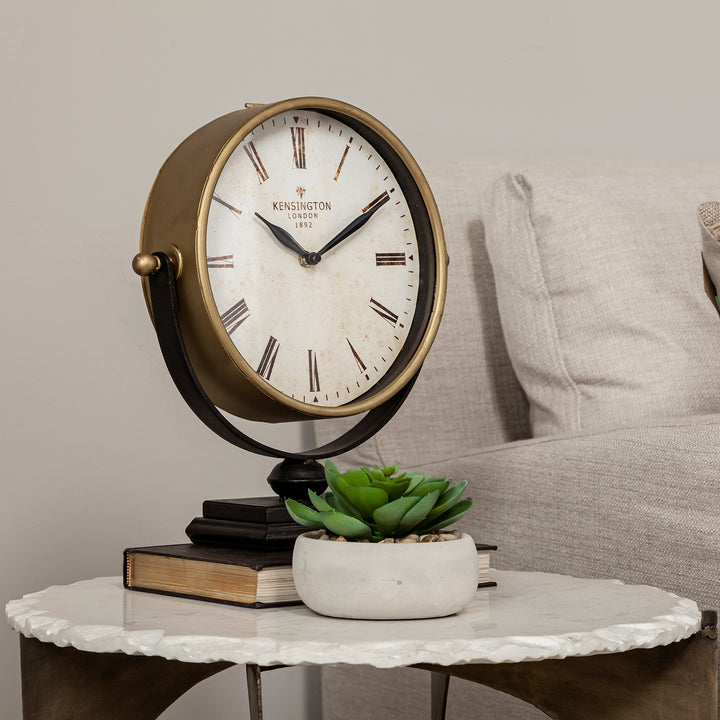 Houston Gold Metal Half Moon Base Table Clock Decor Mercana