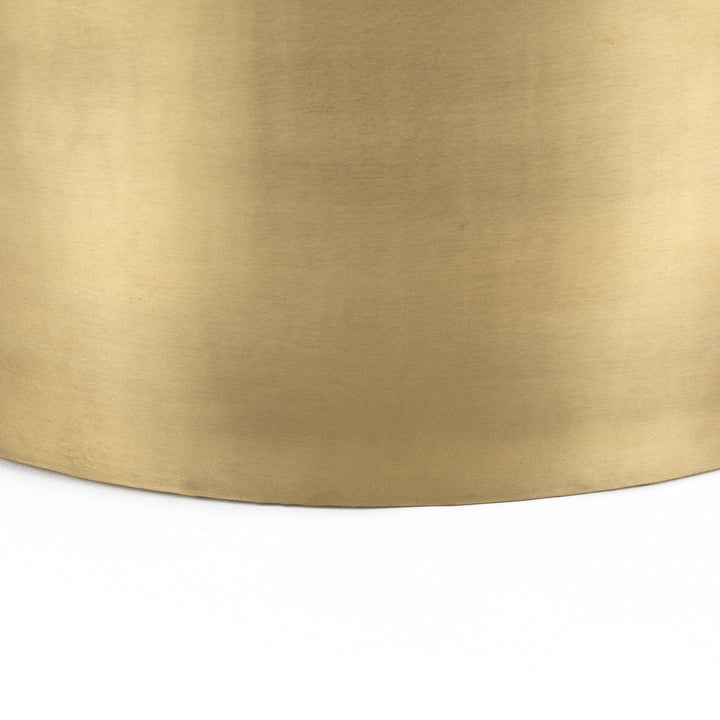 Eclipse Antique Brass Metal Drum Base w/ Dark Brown Wood Top Nested Coffee Table Living Room Mercana