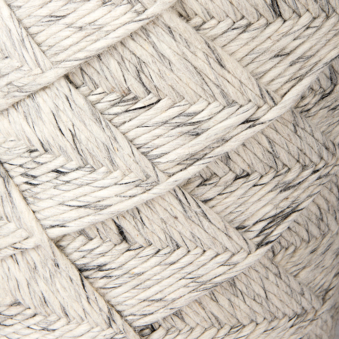 Esfera Beige Chevron Woven Round Pouf Living Room Mercana