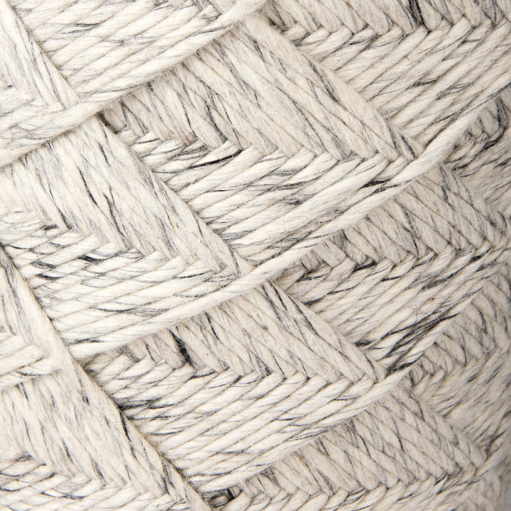 Esfera Beige Chevron Woven Round Pouf Living Room Mercana