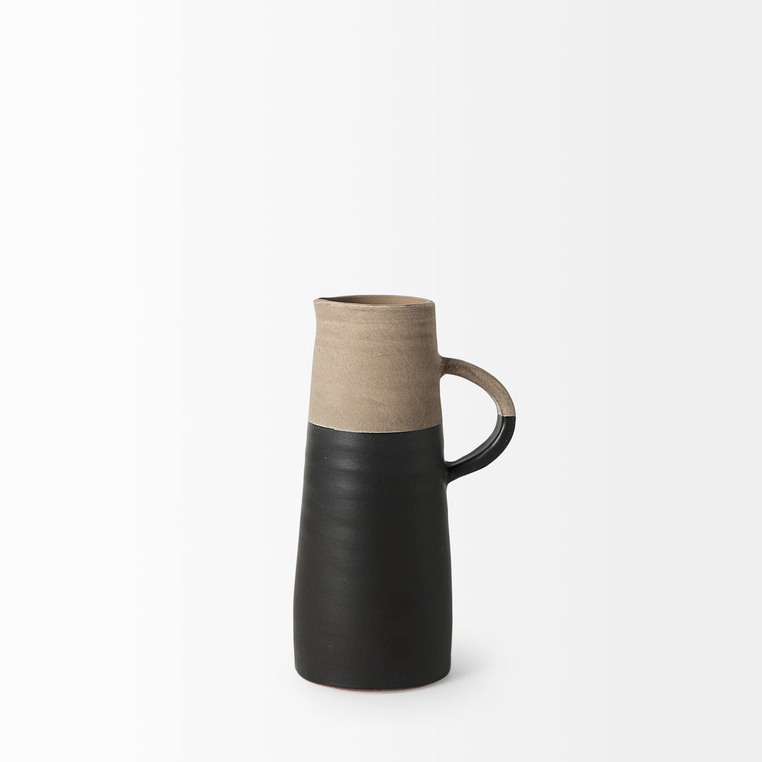 Garand Small 13H Two-Toned Black/Natural Ceramic Jug Decor Mercana