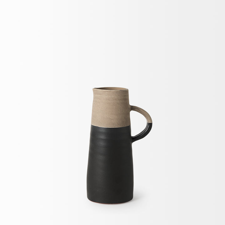 Garand Small 13H Two-Toned Black/Natural Ceramic Jug Decor Mercana