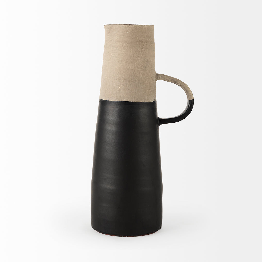 Garand Large 18.8H Two-Toned Black/Natural Ceramic Jug Decor Mercana