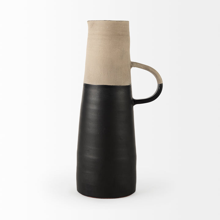 Garand Large 18.8H Two-Toned Black/Natural Ceramic Jug Decor Mercana