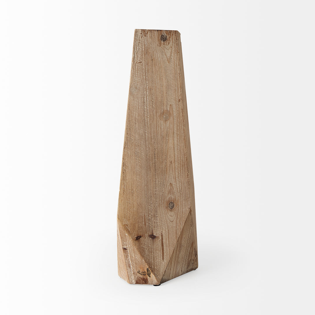 Allen I Large Natural Wooden Base Oval Vase Decor Mercana