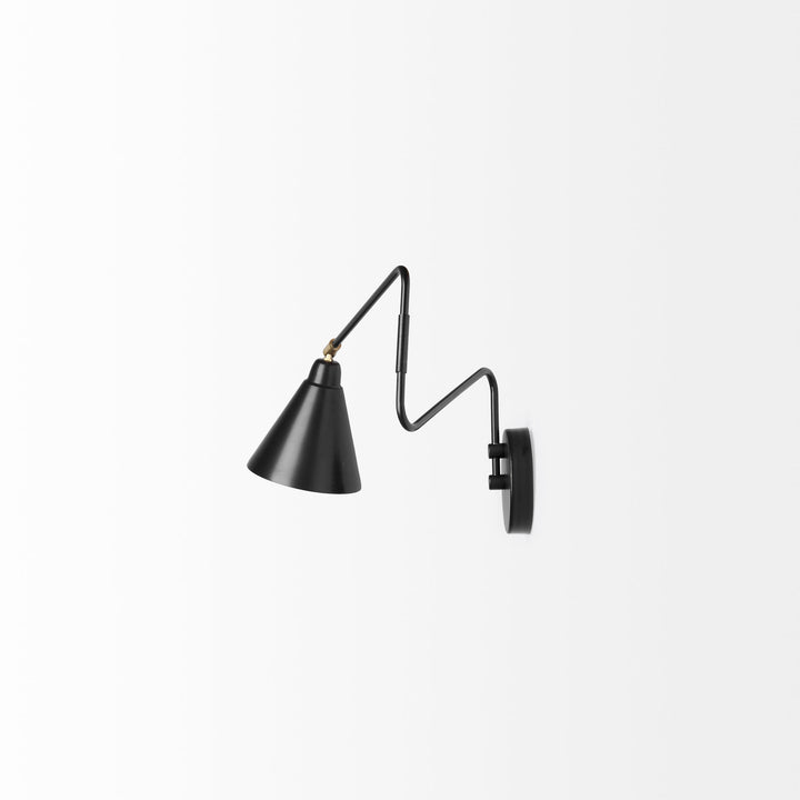 Cobalt 6L x 32W Black Metal Cone Shaped Swivel Wall Sconce Decor Mercana