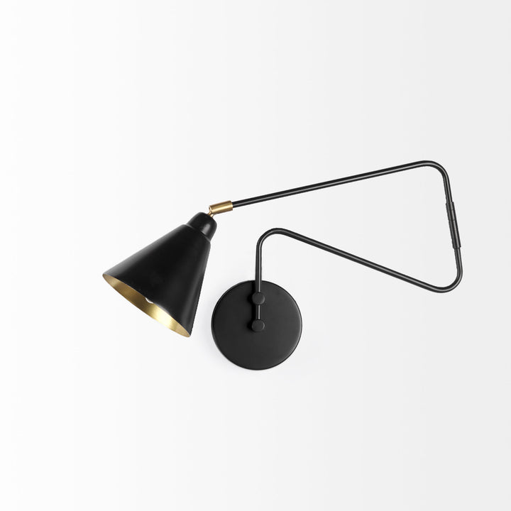 Cobalt 6L x 32W Black Metal Cone Shaped Swivel Wall Sconce Decor Mercana