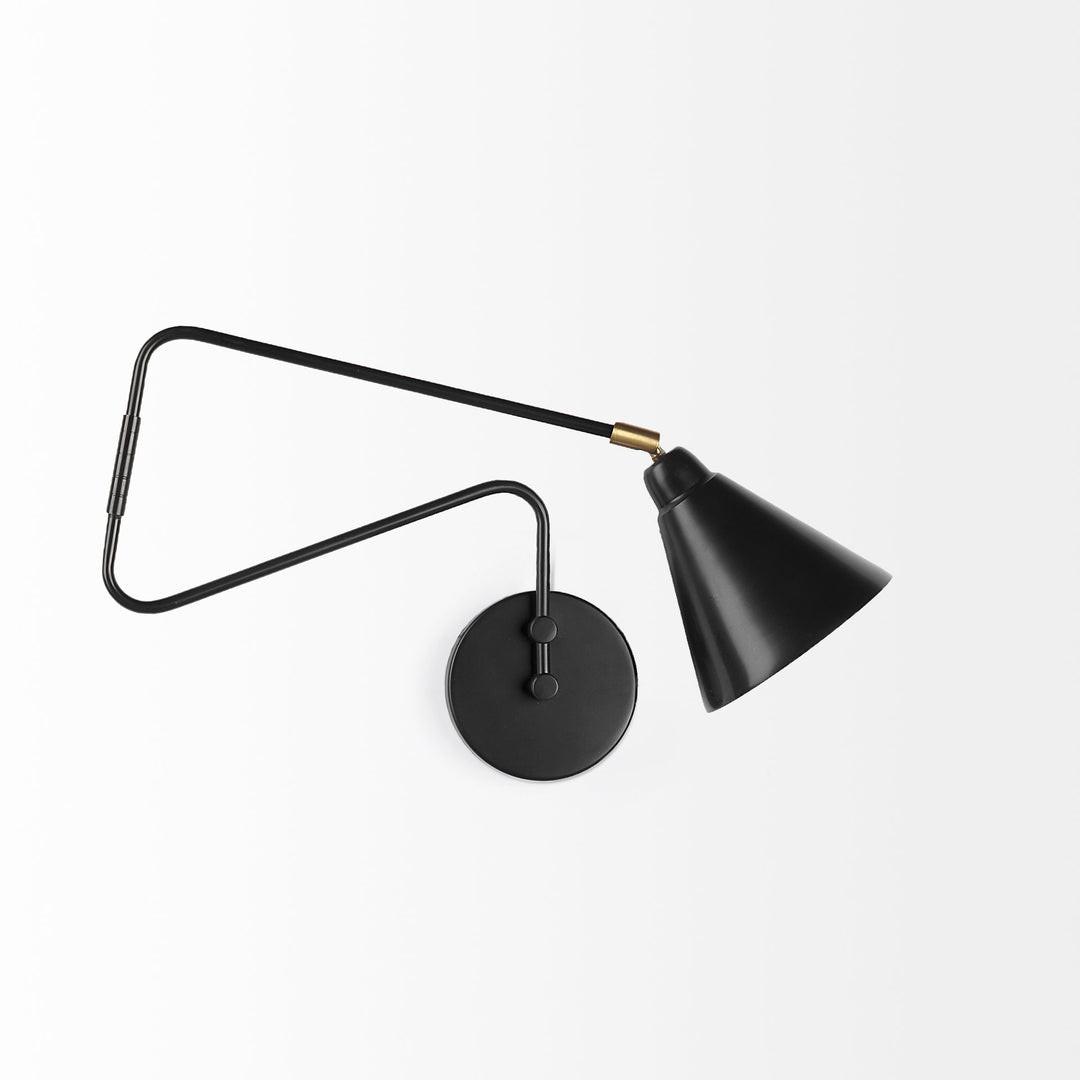Cobalt 6L x 32W Black Metal Cone Shaped Swivel Wall Sconce Decor Mercana