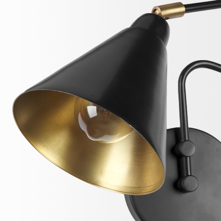 Cobalt 6L x 32W Black Metal Cone Shaped Swivel Wall Sconce Decor Mercana