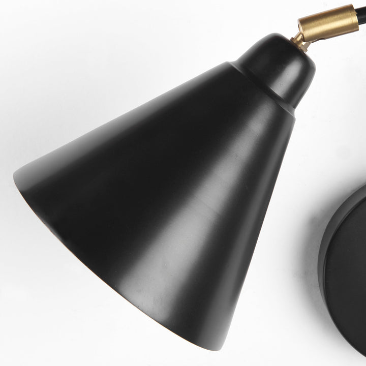 Cobalt 6L x 32W Black Metal Cone Shaped Swivel Wall Sconce Decor Mercana