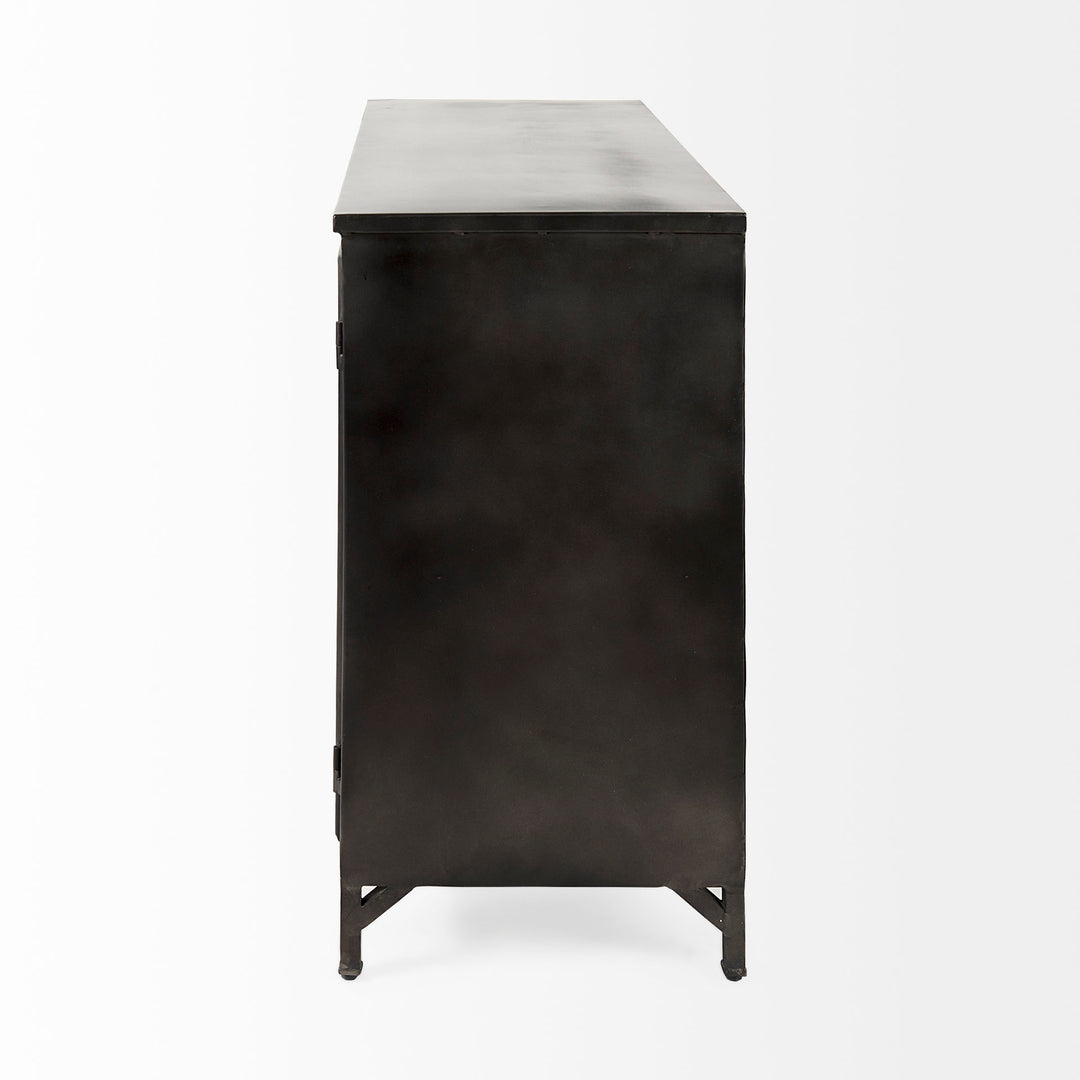 Poppy III 40L x 16W Black Metal With Glass Door Accent Cabinet Decor Mercana