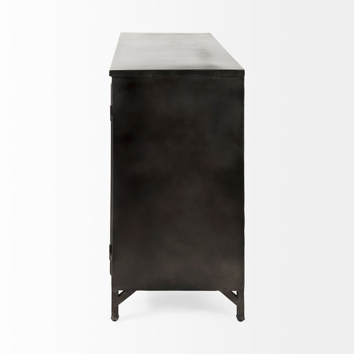 Poppy III 40L x 16W Black Metal With Glass Door Accent Cabinet Decor Mercana