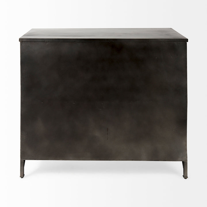 Poppy III 40L x 16W Black Metal With Glass Door Accent Cabinet Decor Mercana