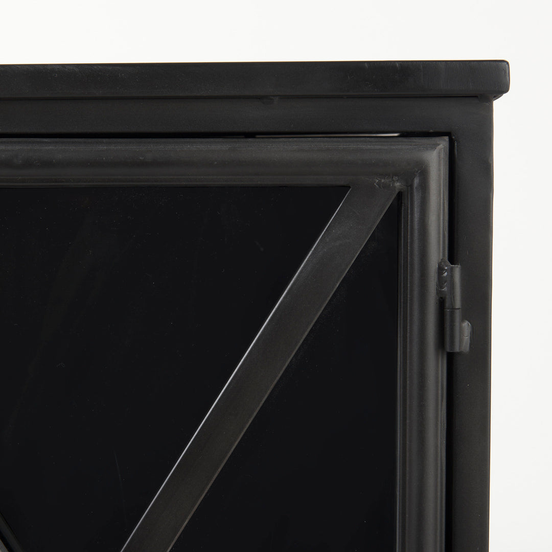 Poppy III 40L x 16W Black Metal With Glass Door Accent Cabinet Decor Mercana