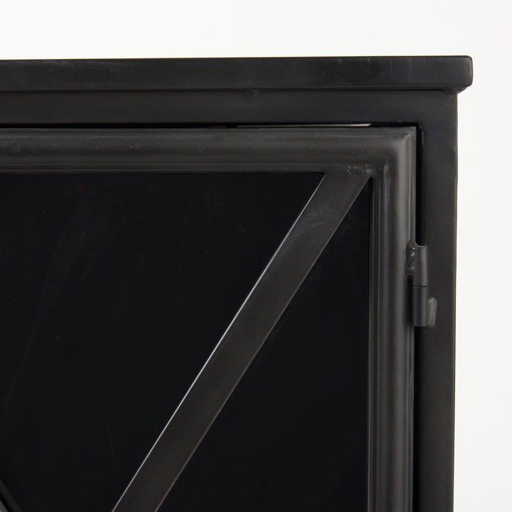 Poppy III 40L x 16W Black Metal With Glass Door Accent Cabinet Decor Mercana