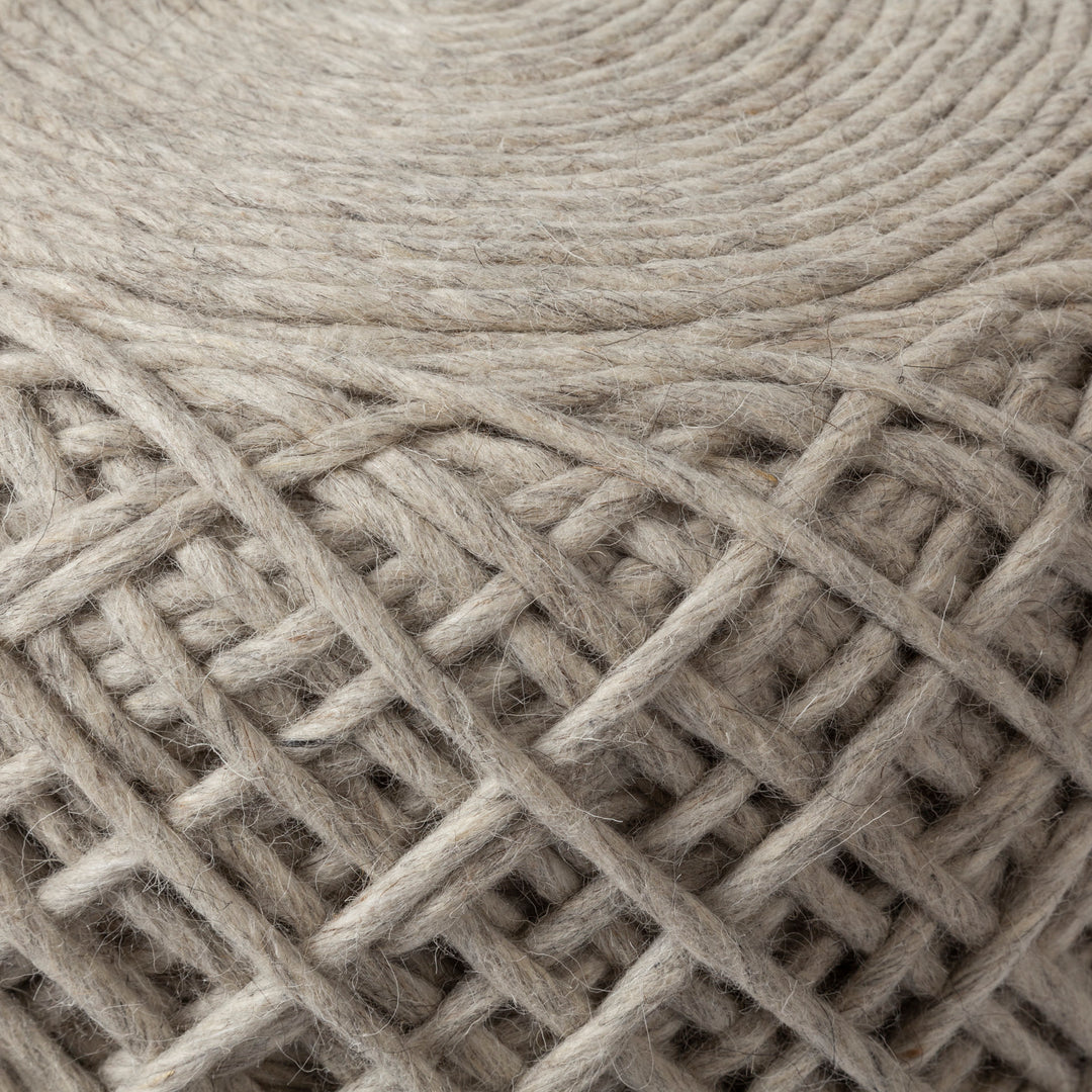 Allium Oatmeal Handwoven Wool Cylindrical Pouf Living Room Mercana
