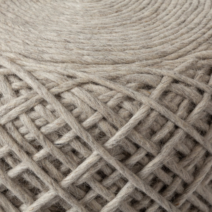 Allium Oatmeal Handwoven Wool Cylindrical Pouf Living Room Mercana