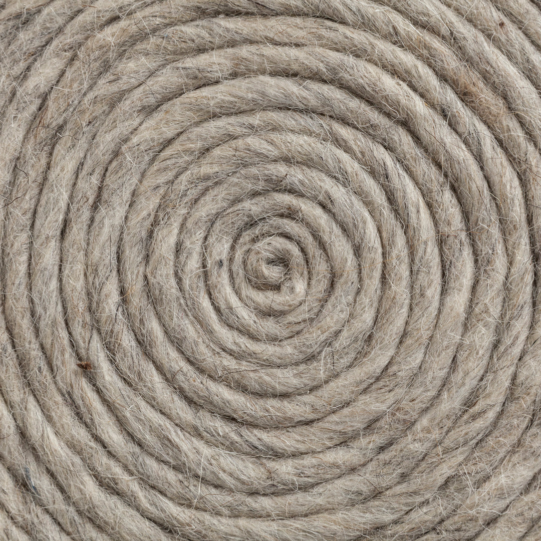 Allium Oatmeal Handwoven Wool Cylindrical Pouf Living Room Mercana