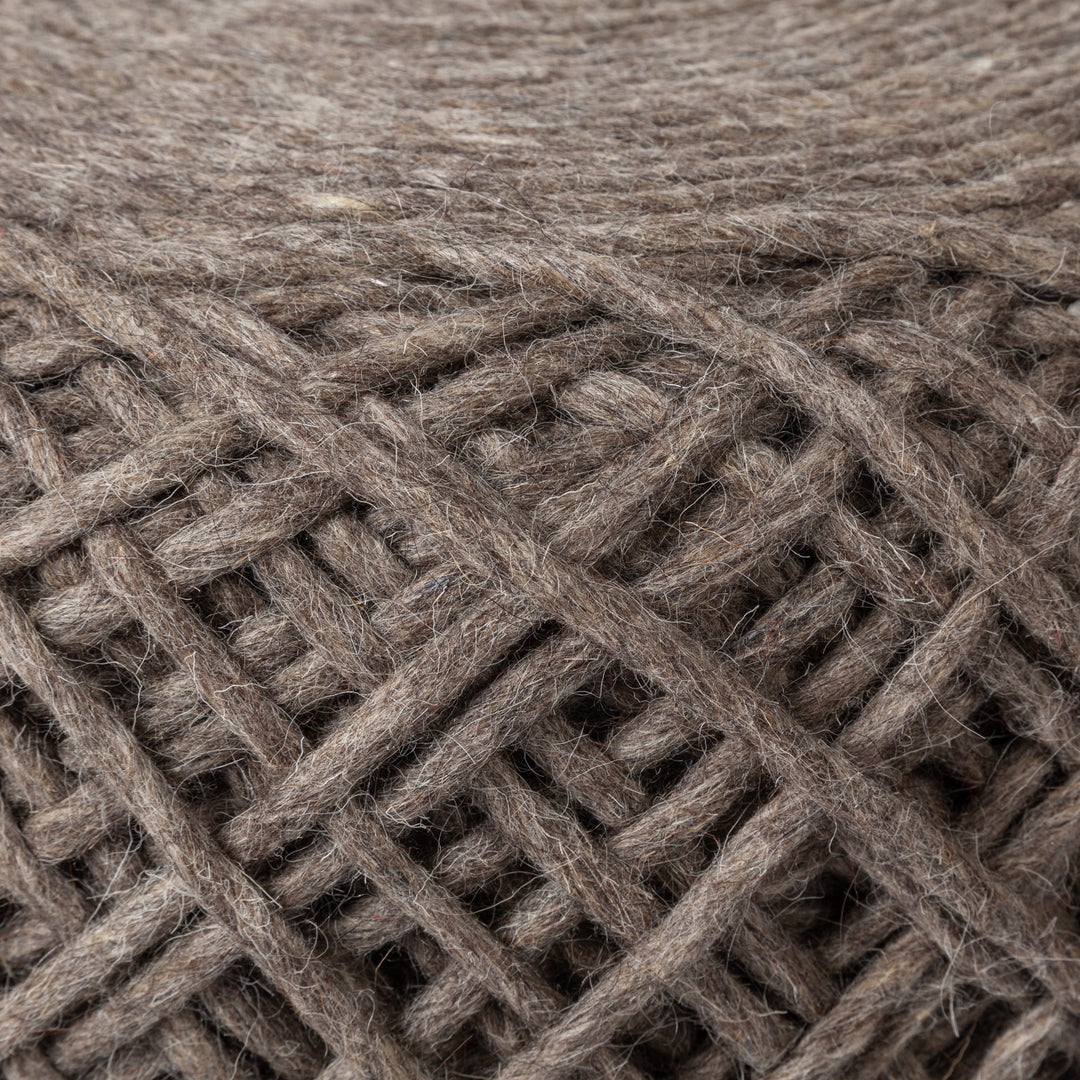 Allium Dark Brown Handwoven Wool Cylindrical Pouf Living Room Mercana