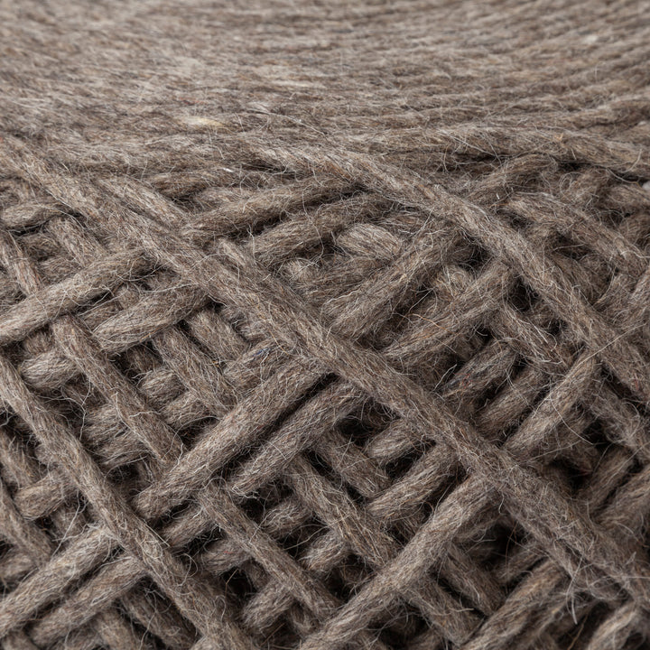 Allium Dark Brown Handwoven Wool Cylindrical Pouf Living Room Mercana