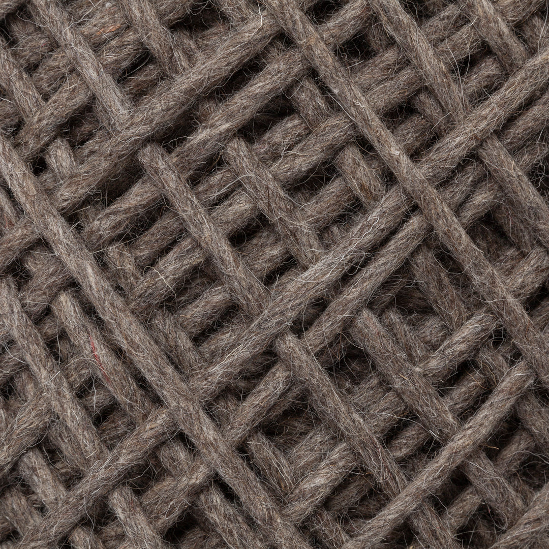 Allium Dark Brown Handwoven Wool Cylindrical Pouf Living Room Mercana