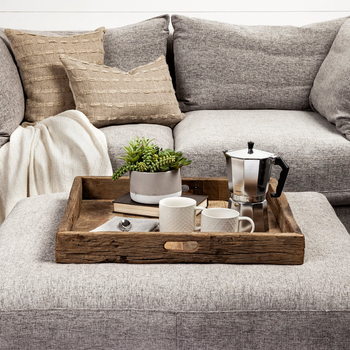 Carson (Small) 24L x 24W Brown Reclaimed Wood Tray Decor Mercana
