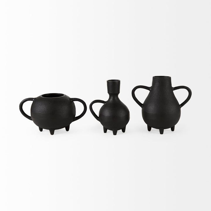 Cyrus Black Two handled Vase Decorative Object Decor Mercana