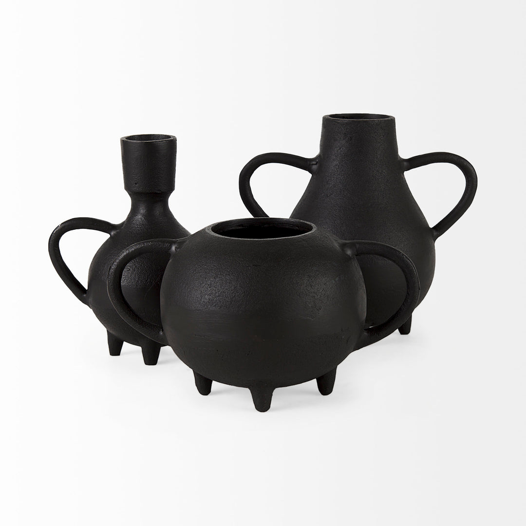 Cyrus Black Two handled Vase Decorative Object Decor Mercana