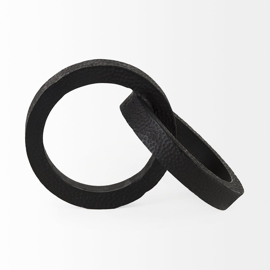 Rafiki Two Blackened Hammered Finish Metal Conjoined Circles Decor Mercana