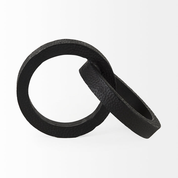 Rafiki Two Blackened Hammered Finish Metal Conjoined Circles Decor Mercana