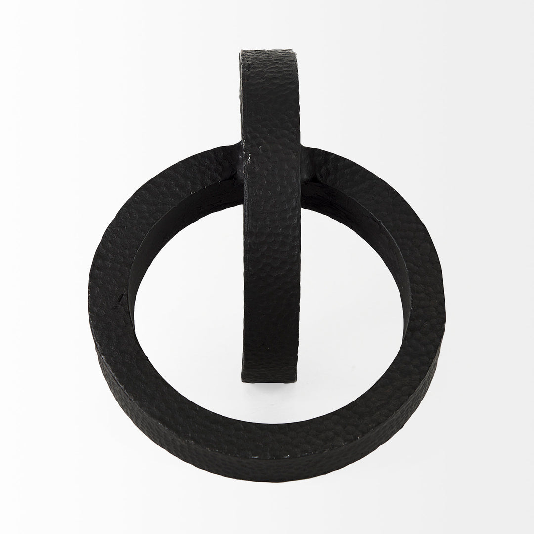 Rafiki Two Blackened Hammered Finish Metal Conjoined Circles Decor Mercana