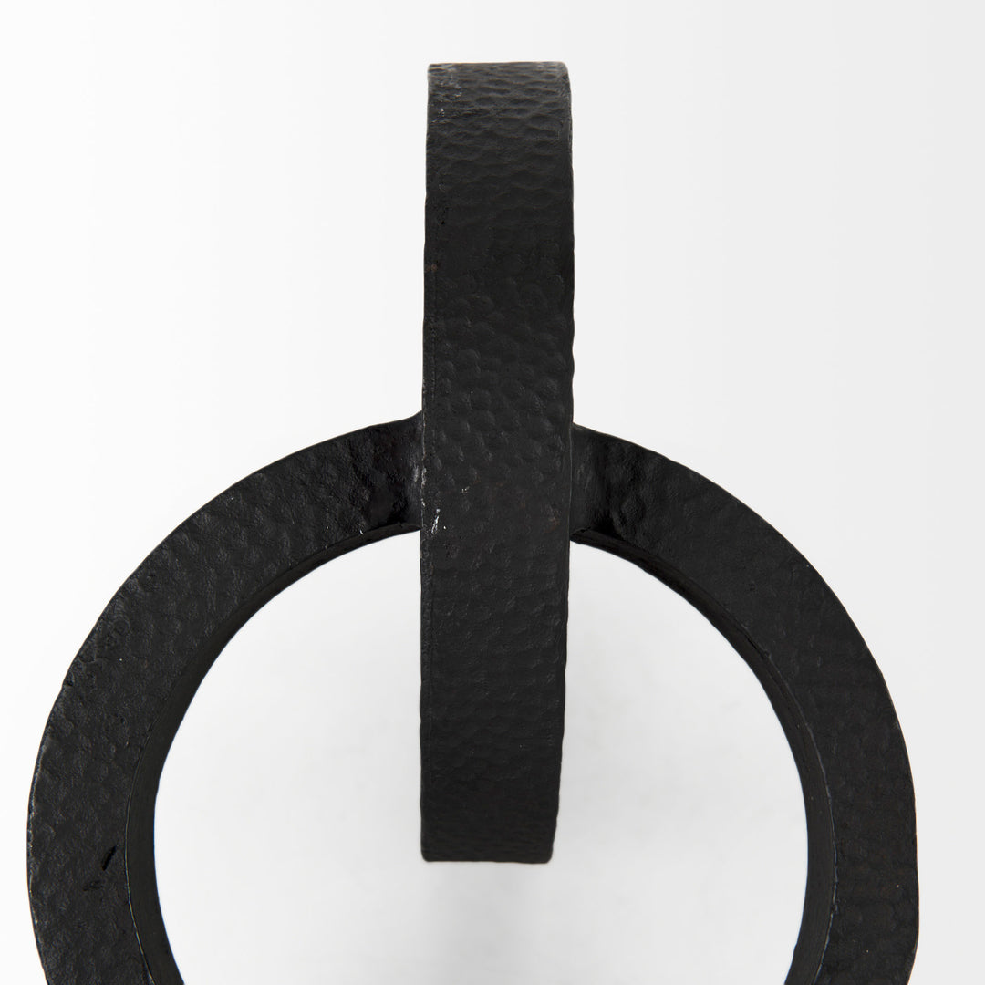 Rafiki Two Blackened Hammered Finish Metal Conjoined Circles Decor Mercana