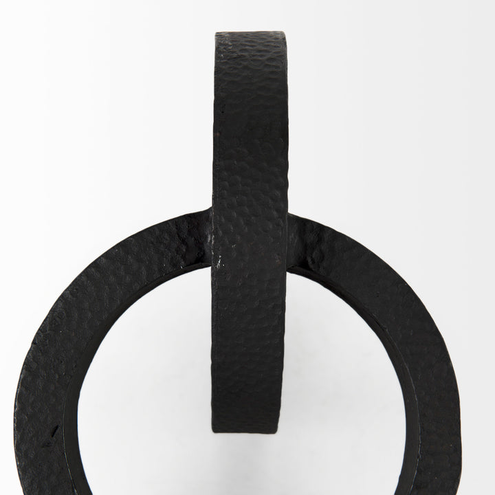 Rafiki Two Blackened Hammered Finish Metal Conjoined Circles Decor Mercana