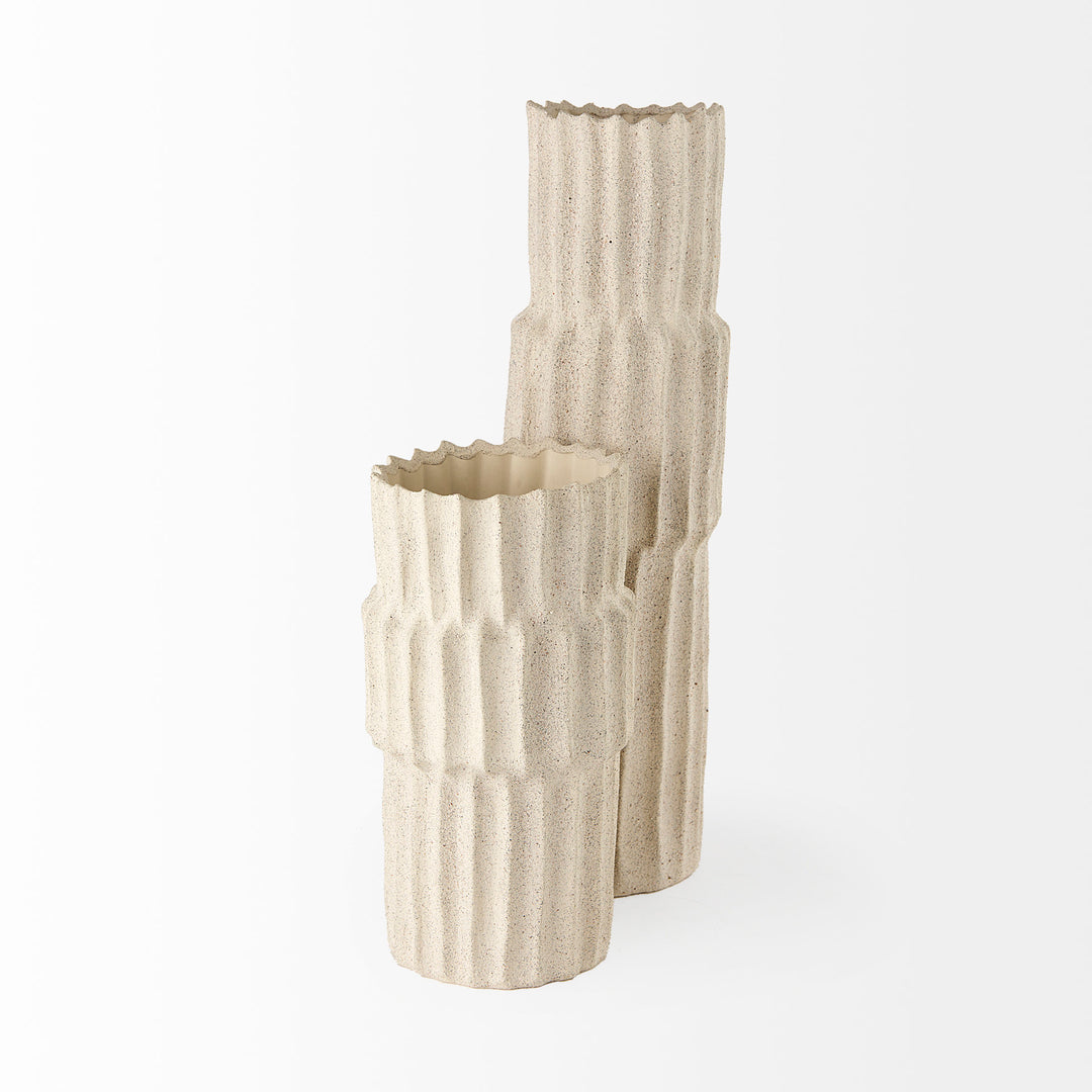 Cardon 14.4H Cream Ceramic Vase Decor Mercana