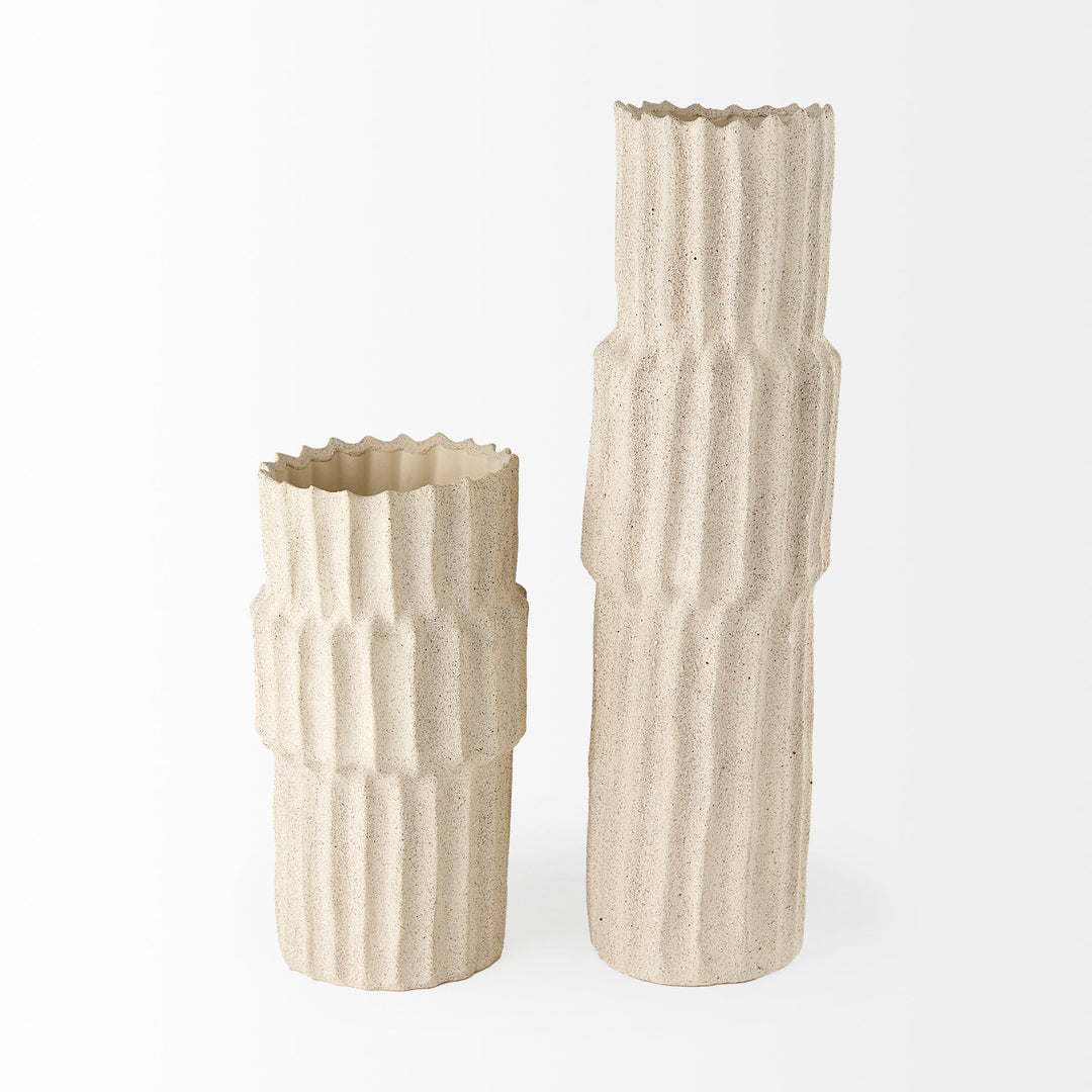 Cardon 23.0H Cream Ceramic Vase Decor Mercana