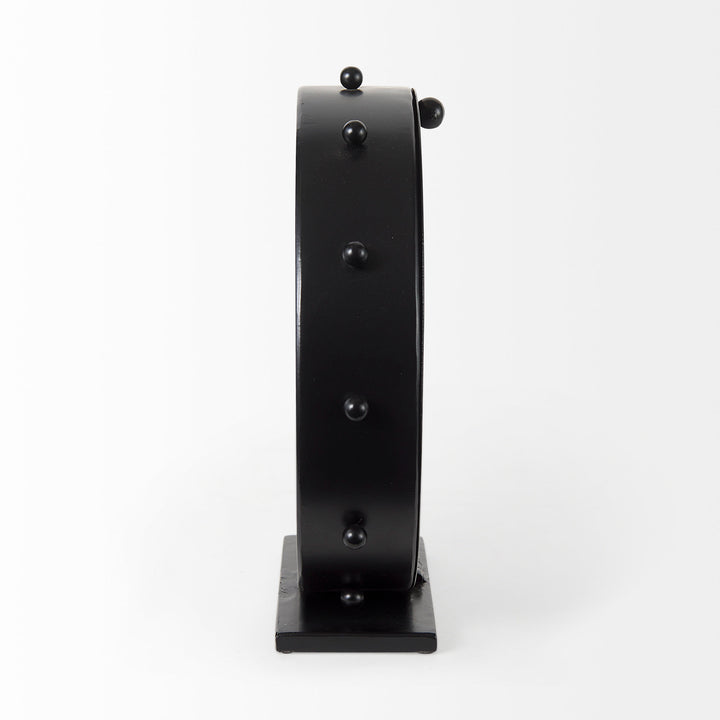 Marian Black Studded Round Table Clock Decor Mercana