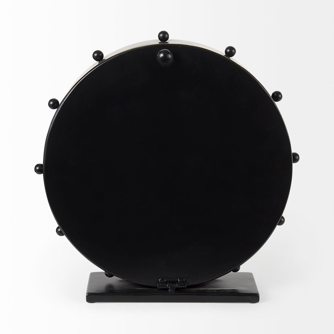 Marian Black Studded Round Table Clock Decor Mercana